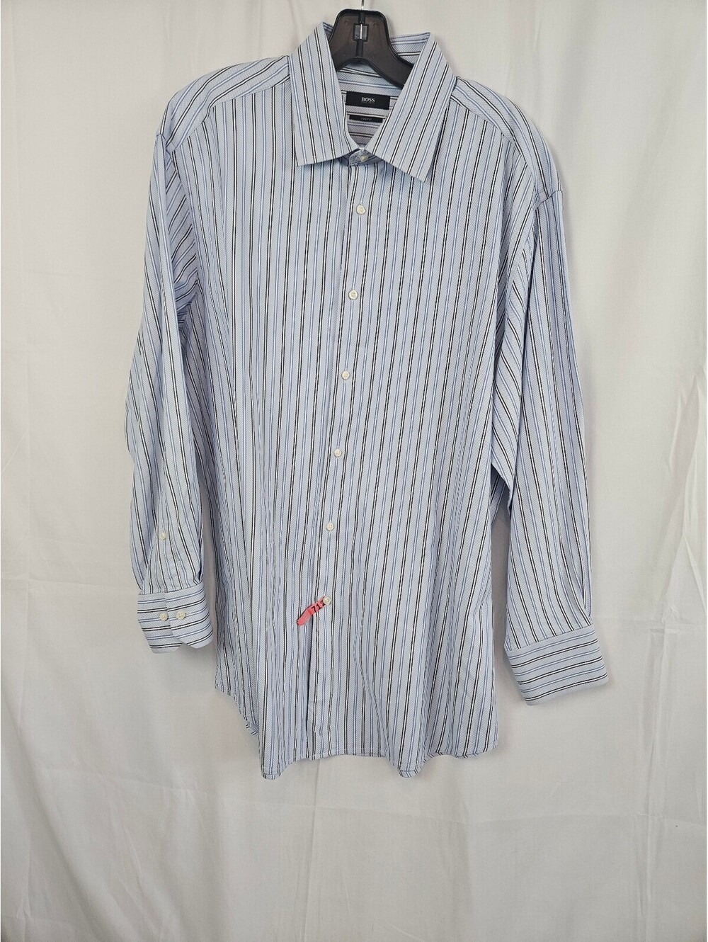Hugo Boss Two Ply Men's Dress Shirt Size 17.5 32/33 Blue Str